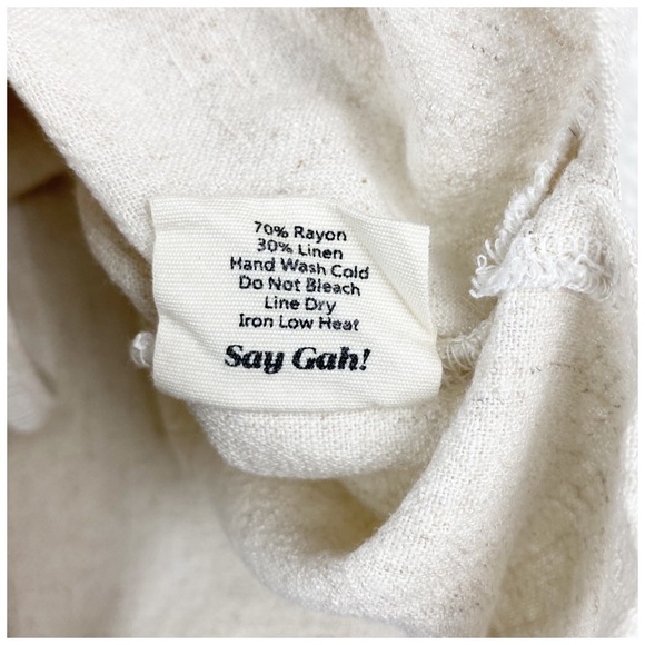 Lisa Says Gah Beige Short Sleeve Linen Blend Button Down Size XS - Picture 9 of 9